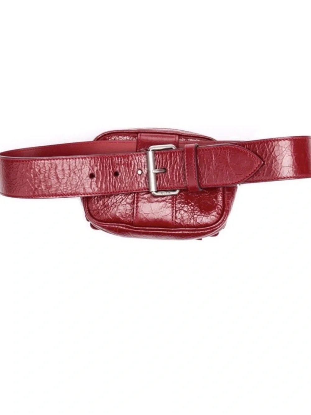 Gucci Morpheus Red Crackle Leather mini belt bag